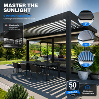Pergola en aluminium à toit à lamelles motorisé moderne 100% imperméable avec tissu en PVC pour balcon et jardin, utilisation en extérieur