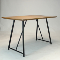 Mesa de teca de madera cuadrada larga con patas de metal Mesa de costos barata