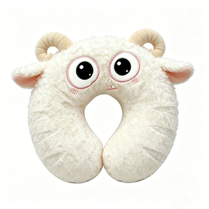 Almohada de Viaje en Forma de U con Diseño de Oveja Blanca y Peluda, Almohada de Viaje con Diseño de Cordero Kawaii para Avión, Auto y Siesta en la Oficina - Product Image 3