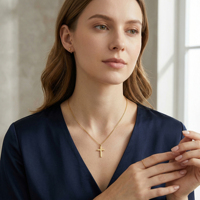 Klassieke eenvoudige damesketting 925 zilveren sieraden verguld kruis verstelbaar dagelijks gebruik Valentijnsdag verjaardag sieraden cadeau