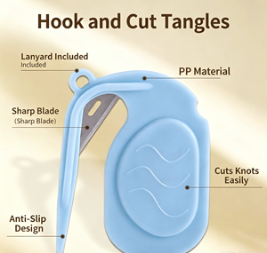 Pettine <span class=keywords><strong>per</strong></span> Toelettatura Animali in Acciaio Inox e Plastica, Rimuovi Nodi <span class=keywords><strong>per</strong></span> Cani e Gatti, Taglia Pelo Intrecciato - Product Image 4