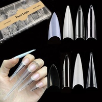 Pointes d'ongles à aiguille XXL extrêmement pointues Logo personnalisé 500PCS Clear XL Super Long No C Curve Professional XXXL Stiletto Nail Tips