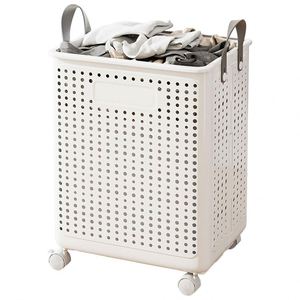 50L/60L Collapsible Eco-Friendly Durable <b>Plastic</b> Laundry Basket Breathable Design Modern Style Universal <b>Wheels</b> Clothing Bedding - Product Image 1