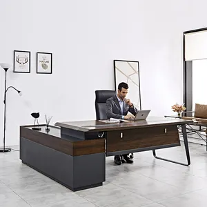 Mesa de Trabajo ejecutiva de alta tecnología con forma de L, muebles de oficina modernos y modernos con diseños de mesa de oficina, gerente de mdf