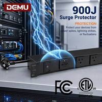 Barre d'alimentation PDU 1+1U 19 pouces pour montage en rack, protection contre les surtensions 900J, interrupteur de surcharge frontal, 12 prises, boîte de distribution US, ETL 125V 15A
