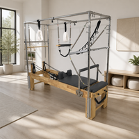 Cadillac Reformer Combo Pilates Gris Anthracite Durable avec Barre de Repose-Pieds Externe et Boîte de Rangement Intégrée pour Entraînement Corporel en Studio