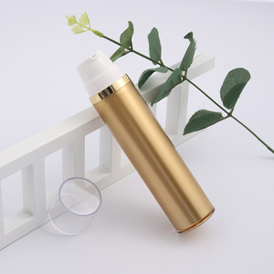 High Quality Fashion Skin care packaging Customized Color Gold 0.5oz 1oz 1.7oz Round Airless Pump Plastic Bottle