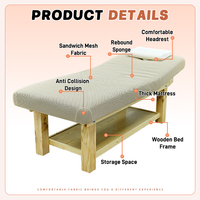 Table de massage thaïlandaise moderne avec base en bois, pour spa, salon de beauté, avec espace de rangement, éponge confortable à haute densité, durable