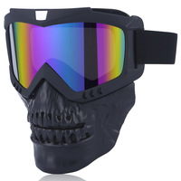 Masque de casque de moto vintage, anti-UV, anti-poussière, verres polarisés rouges argentés PC Frame Glass Lunettes de protection faciale pour hommes
