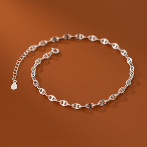 Daidan-Bracelet <span class=keywords><strong>de</strong></span> <span class=keywords><strong>Cheville</strong></span> Mode en Argent Sterling 925, Style Coréen Simple, Nez <span class=keywords><strong>de</strong></span> Cochon, <span class=keywords><strong>Grain</strong></span> <span class=keywords><strong>de</strong></span> Café, Chaîne <span class=keywords><strong>de</strong></span> <span class=keywords><strong>Cheville</strong></span> - Product Image 4