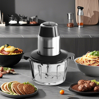 Hachoir à viande électrique portable 2L sur mesure pour cuisine, sans fil, avec lames en acier inoxydable, petit hachoir à viande