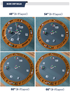 Table de poker longue en bois massif BCP-02 à 8 joueurs avec table de poker LED Table de poker classique personnalisée de luxe