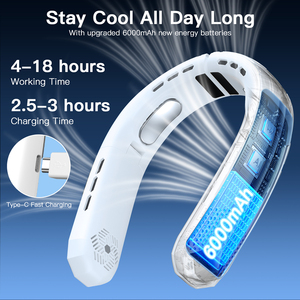 Ventilador de Cuello Portátil para Exteriores, Ventilador de Cuello con Pantalla Digital, Recargable, Silencioso y Plegable - Product Image 2