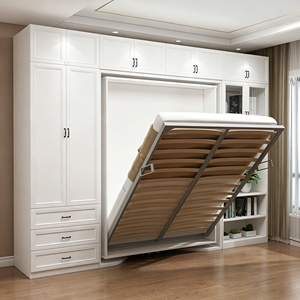 <span class=keywords><strong>Lit</strong></span> Murphy Queen, <span class=keywords><strong>lit</strong></span> mural pliable vertical avec armoire, bibliothèque, meubles de chambre à coucher pour gagner de la place - Product Image 4