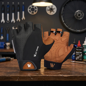 Gants de cyclisme mi-doigts KhumBro en cuir respirant unisexe pour sports de plein air, vélo et moto - Product Image 1