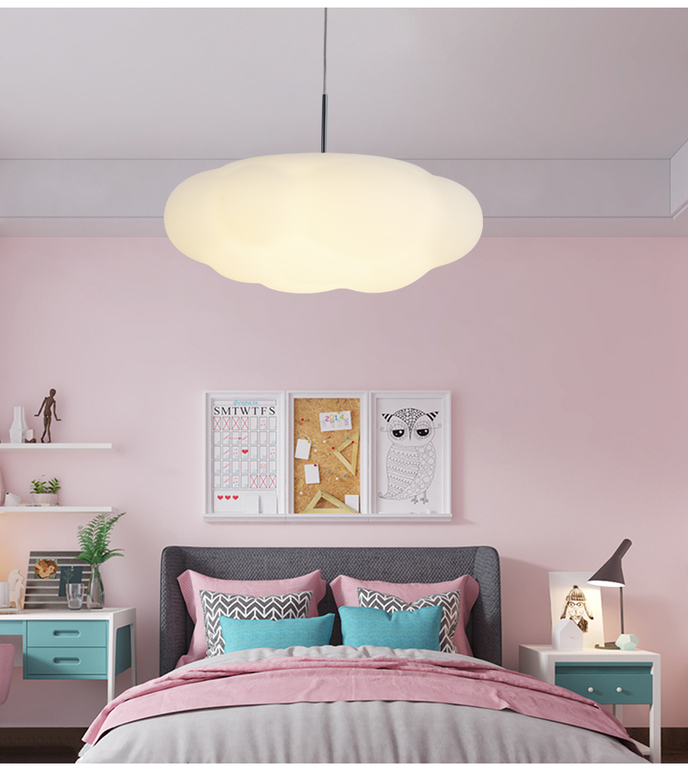 Hot Sell Creative Nordic Rgb Hanging Lamps Post-modern Contemporary Pendant Light White Cloud Chandelier