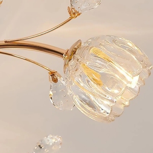 Lustre en cristal de métal doré de style européen belle fleur Design G9 ampoule pour salon Restaurant chambre AC maison hôtel