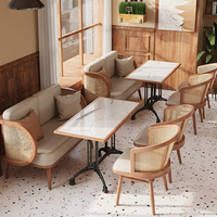 Massief houten restaurantmeubilair, eettafel- en stoelsets, kantine, fastfood, catering, café, koffieshop, booth, bankzittingen, stoel, tafel