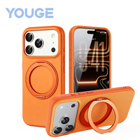 Coque magnétique plaquée ATB pour iPhone 18 Pro avec support de charge sans fil et béquille – Étui de téléphone exquis