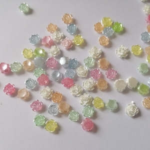 100pcs Wholesale DIY Craft Decoration 6mm 8mm Camellia Rose Flower Resin Charms Nail Art Jewelry Accessories