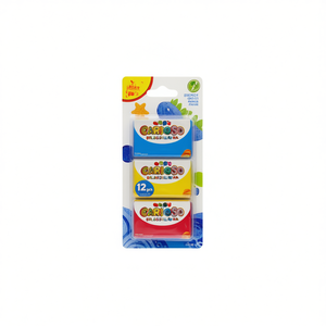 Carioca Blister Plastilina 3-Pack 12Pcs Colorful Playdough For Kids Creative Crafting - Product Image 1