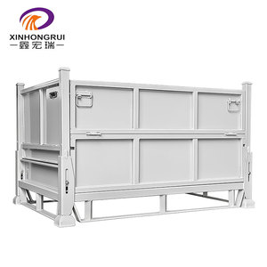 Depo katlama sert levha dayanıklı istiflenebilir çelik sandık Forklift kanal lojistik <span class=keywords><strong>Metal</strong></span> kutu konteyner palet 1000kg - Product Image 2