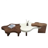 Table basse en bois massif Fengyun style crème française, design créatif, plateau en ardoise irrégulière, pour salon, mobilier de maison, sensation haut de gamme