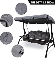 Fauteuil balançoire de patio extérieur 3 places en acier inoxydable avec auvent amovible pour jardin et cour
