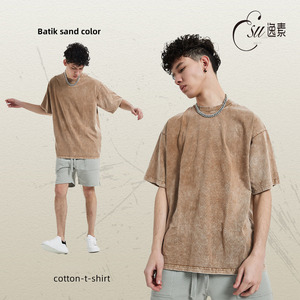 <span class=keywords><strong>Abbigliamento</strong></span> da <span class=keywords><strong>donna</strong></span> pesante da <span class=keywords><strong>donna</strong></span> con stampa Vintage <span class=keywords><strong>Oversize</strong></span> a manica corta in cotone pesante - Product Image 3