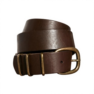 Ceinture de luxe pour homme en cuir de vachette 100% avec boucle en acier, design 3D, largeur 3,8 cm, style vintage, écologique, imperméable et résistante - Product Image 1
