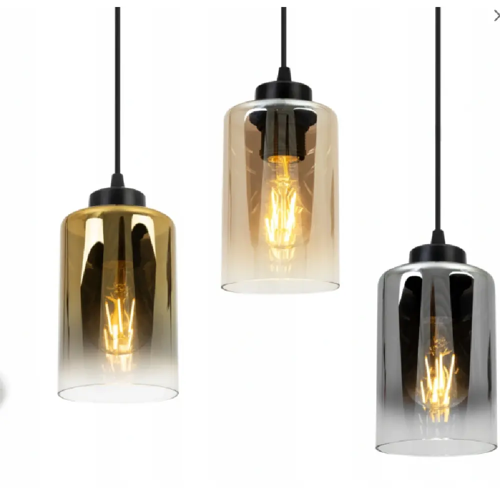 American Modern Living Room Led Pendant Lights Lustre Gold Metal Glass Shades Pendant Lamp Chain Hanging Lamp Lighting Fixtures