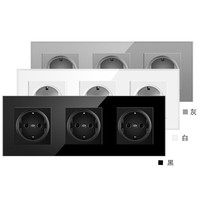 Enchufe de pared estándar de la UE de 228*86mm Triple 16A con Panel de vidrio templado 3 salidas de CA de Alemania para el hogar