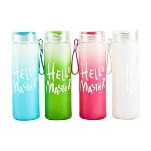 Garrafa de água de vidro personalizada, garrafa de água eco amigável, logotipo personalizado, feito a granel, esportes coloridos, crianças, 400ml, presente
