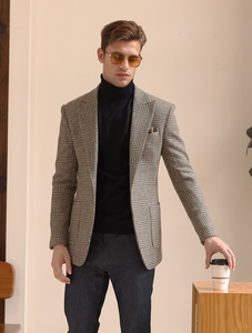 Chaqueta de traje de lana gruesa de otoño e invierno a cuadros Retro americano para <span class=keywords><strong>hombre</strong></span>, traje de chaqueta informal de gama alta de <span class=keywords><strong>Tweed</strong></span> para <span class=keywords><strong>hombre</strong></span> - Product Image 3