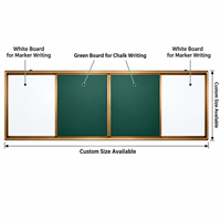 Tableau d'écriture coulissant double face avec cadre en aluminium, tableau noir à marqueurs multi-panneaux pliable pour salle de classe et école
