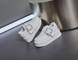 Женские модные белые туфли со стразами и стразами на толстой подошве - Product Image 4