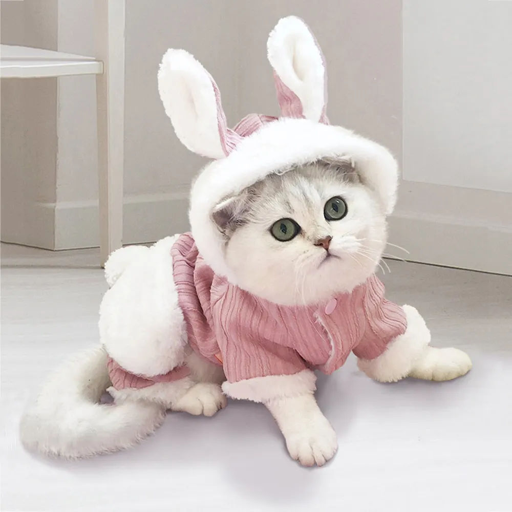 Premium Pink Gray 4 Foots Cute Rabbit Comfortable Knitting Patterns Dog Cat Clothing Clothes