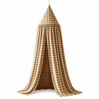 Canopée de lit pour enfants vintage à carreaux vichy, 100% coton, à sommet pointu, décoration suspendue pour chambre d'enfant
