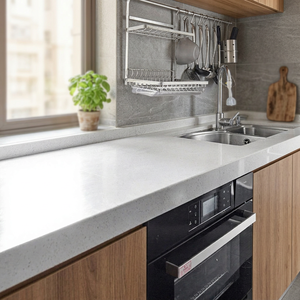 Encimera de Cocina de Piedra Artificial de Diseño Moderno, Superficie Sólida, Color Mármol Gris, Corte a Medida, Diseño de Modelo 3D - Product Image 2