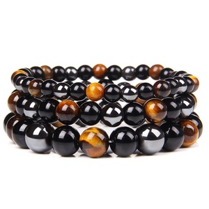 Người Đàn Ông Của Phụ Nữ Ba Bảo Vệ Vòng Đeo Tay Với Hematit Đen Onyx Tiger Eye Đá Vòng Đeo Tay Đồ Trang Sức Cho May Mắn Món Quà Thịnh Vượng - Product Image 6