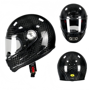 Casque de moto intégral en fibre de carbone approuvé CCC <span class=keywords><strong>noir</strong></span> brillant toutes saisons pour pièces de moto nouveau design - Product Image 1