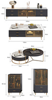 Meubles TV et tables basses nordiques simples en vente chaude, ensemble moderne avec plateau en dalle de roche, meuble TV haut, buffet avec tiroirs
