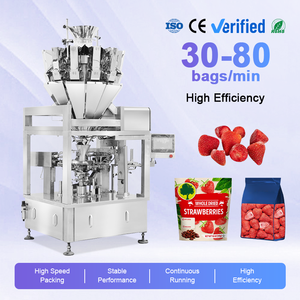 Machine d'emballage rotative automatique multi-têtes pour fraises séchées, mangues séchées et sachets préformés - Product Image 1