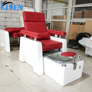 Sillón de Manicura Reclinable Rojo para Salón de <span class=keywords><strong>Belleza</strong></span> y Uñas Kisen, Muebles para Salón de <span class=keywords><strong>Belleza</strong></span>, Silla de <span class=keywords><strong>Spa</strong></span> para Pedicura - Product Image 1