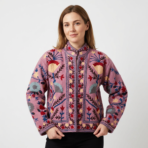 Chaqueta Bordada Suzani Vintage TNT Hecha a Mano Multicolor, Ropa de Mujer, Abrigo, Chaqueta Larga de Algodón con Bordado Suzani - Product Image 1