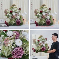 Bunga Hydrangea Buatan Warna Hijau dan Rustic Unik, Bola Bunga 50cm, Buket Bunga Buatan, Desain Bunga Mawar Ranunculus, Bola Bunga
