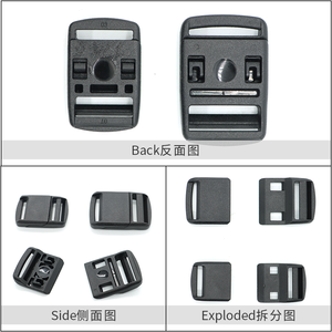 Logo kustom Pom hitam 20mm 25mm 32mm gesper pelepas samping untuk sabuk bantal berbentuk U - Product Image 3