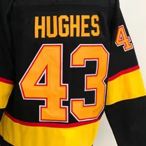 Ready To Ship Vancouver Quinn Hughes Black Best Quality Stitched National Hockey Jersey
