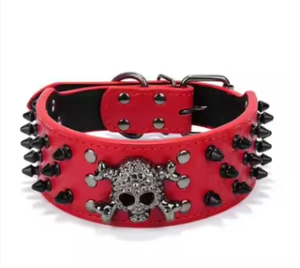 Hochwertige PU-Leder Hunde halsband Leine Weiche Luxus dekorative Niet Halloween-Druck Modisches Zubehör für Ihre Pelz - Product Image 4