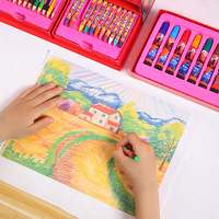 Vente chaude 46 pcs Coloré Boîte En Plastique Art Dessin Ensemble avec Aquarelle Stylo Crayon De Couleur pour Enfants Dessin